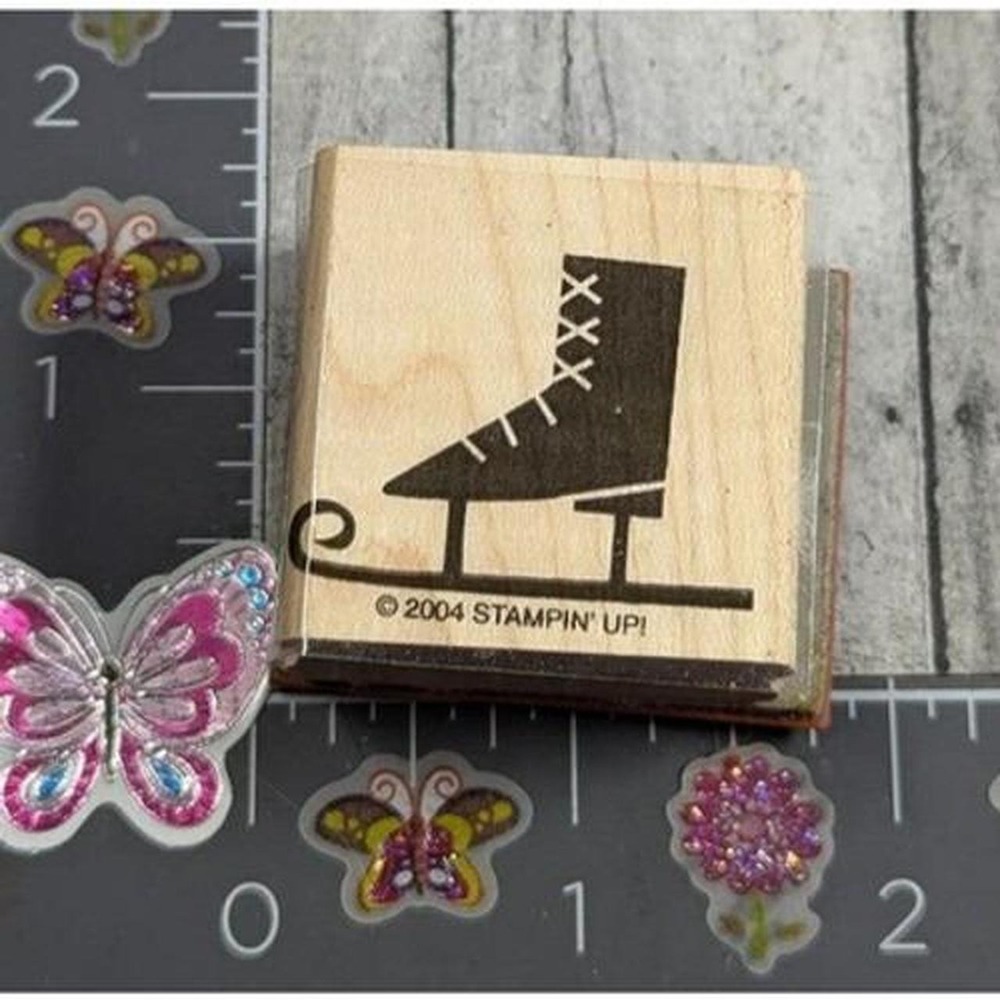 Stampin' Up! Ice Skate Single 2004 Sport Rubber Stamp Wood #J58